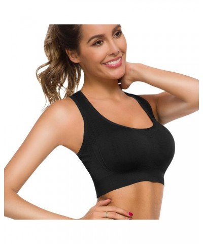 Racerback Sports Bras for Women Seamless Multipack Activewear Bras for Gym Fitness Padded Workout Sleep Everyday Bra Black $1...