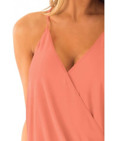 Womens Deep V Neck Wrap Spaghetti Strap Tank Tops Summer Sleeveless Shirts Blouses 1-coral $7.79 Tanks