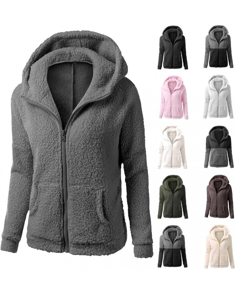 Sherpa Jackets for Women Zip Up Hoodies Tops Fleece Sweaters Fall Winter Coats Long Sleeve Shirts With Pocket Casual Clothes ...