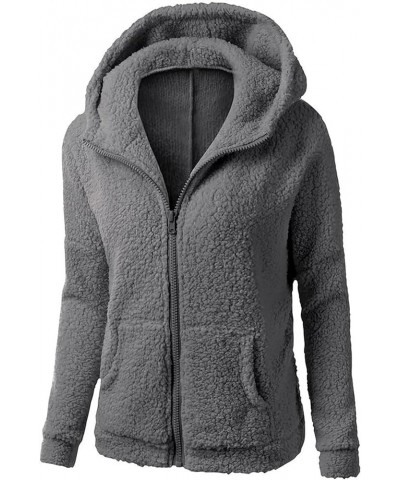 Sherpa Jackets for Women Zip Up Hoodies Tops Fleece Sweaters Fall Winter Coats Long Sleeve Shirts With Pocket Casual Clothes ...