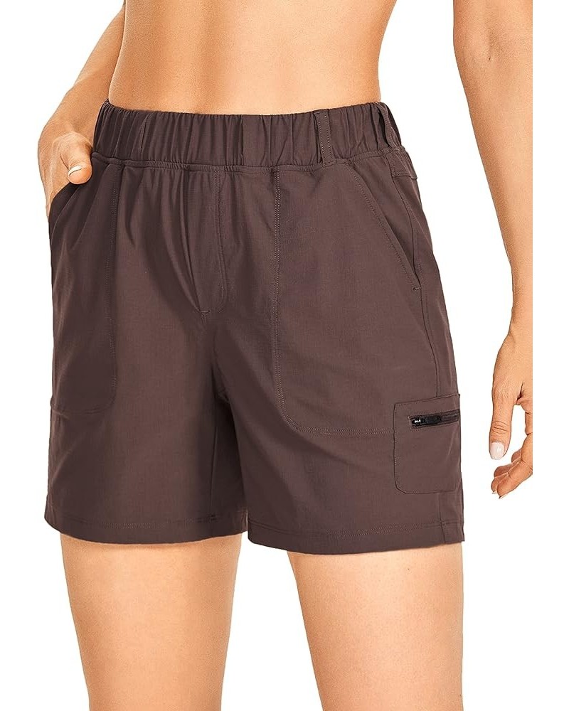 Women's Lightweight Cargo Hiking Shorts with Belt 6'' - Stretch Long Summer Athletic Outdoor Workout Shorts Pockets Brown Roc...