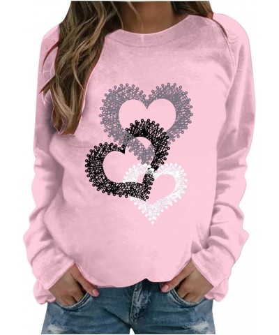 Women's Casual Raglan Long Sleeve Shirts Novelty Heart Print Crewneck Sweatshirts Spring Plus Size Tops Lightweight Pullover ...