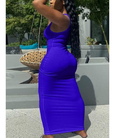 Women's Sexy Bodycon Tank Dress Deep V Neck Sleeveless Ribbed Party Club Maxi Dress Navy $14.27 Dresses