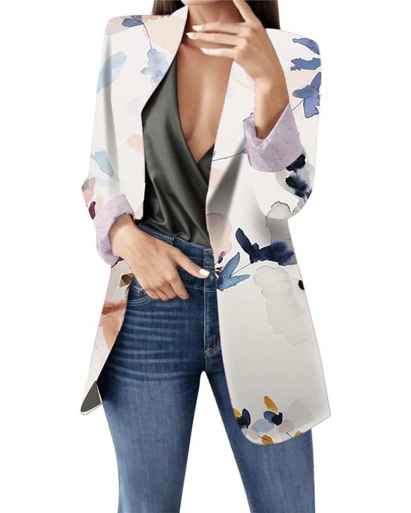 Velvet Blazers for Women 2024 Womens Autumn and Winter Leisure Style Versatile Fit Flower Print Long Sleeve Suit Coa Beige $1...