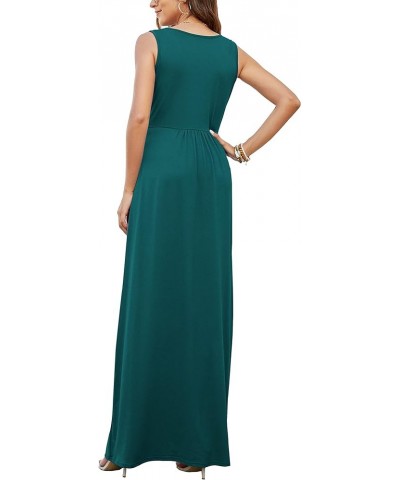 Women's Summer Sleeveless Loose Maxi Dress Casual Long Dress with Pockets 03-dark Green $16.80 Dresses