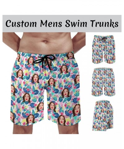 Custom Face Couple Matching Swimsuit Personalized Print Women's Bathing Suit&Men's Swim Trunks Beach Shorts for Summer Gift m...