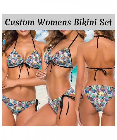 Custom Face Couple Matching Swimsuit Personalized Print Women's Bathing Suit&Men's Swim Trunks Beach Shorts for Summer Gift m...