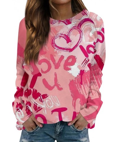 Women's Fashion Heart Sweater Valentines Sweatshirts Funny Love Graphic Printed Long Sleeve Crewneck Pullover Tops A-pink $8....