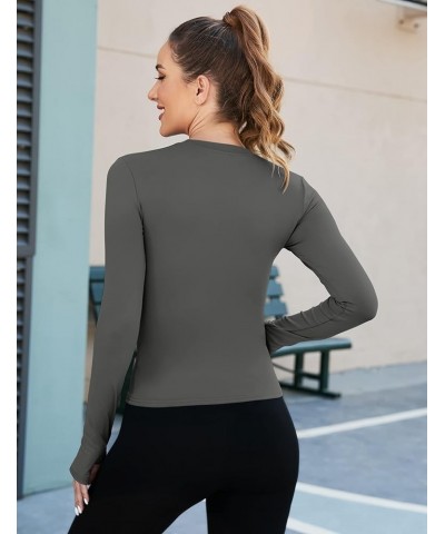 Women Workout Shirts 1/2/3 Pack Athletic Compression Tee Dry Fit Yoga Gym Basic Tops F1_one Piece_deep Grey_long Sleeve $19.7...