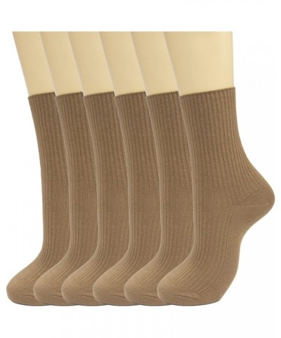 6 Pairs Japanese Aesthetic Cute Athletic Soft Socks for Women & Girls, Ankle Crew Stretch Neutral Socks Mid Brown $8.42 Activ...