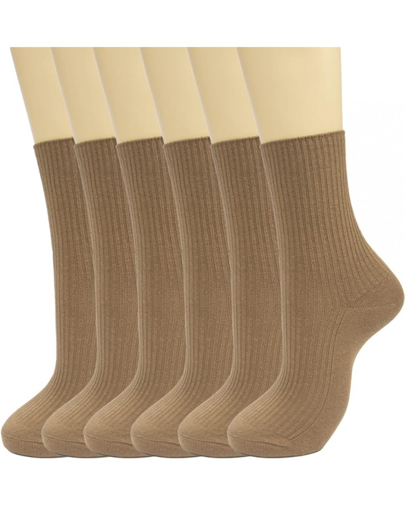 6 Pairs Japanese Aesthetic Cute Athletic Soft Socks for Women & Girls, Ankle Crew Stretch Neutral Socks Mid Brown $8.42 Activ...