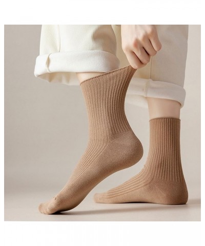 6 Pairs Japanese Aesthetic Cute Athletic Soft Socks for Women & Girls, Ankle Crew Stretch Neutral Socks Mid Brown $8.42 Activ...