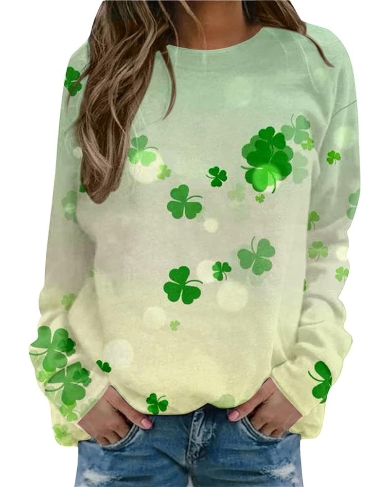 St Patricks Day Shirt Women Long Sleeve Pullover Tops Loose Fit Casual Tuncis Crewneck Sweatshirt Tees Blouses J-03-yellow $1...