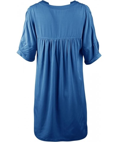 Women's Babydoll Short Sleeve Tunic Dress V Neck Cute Casual Loose Dresses Blue $17.84 Dresses