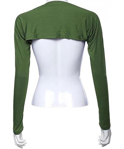 Womens Long Sleeve Shrug Open Front Cropped Bolero Cardigan Top Cooling Shawl Arm Sleeves Sun Protection Army Green $8.54 Swe...