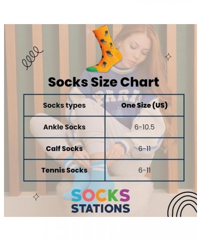 Socks Stations, 6 In One Pack Socks, Funny Socks For Women,Women Cute Socks, Non Slip Ankle Socks, 6 To 11 Size Socks Fruit $...