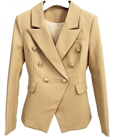 Women's Classic Double Breasted Metal Buttons Blazer Outer Size S-4XL (Color : Orange 3, Size : 3X-Large) 4X-Large Khaki $38....