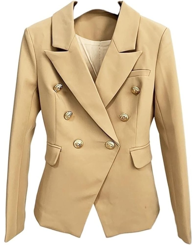 Women's Classic Double Breasted Metal Buttons Blazer Outer Size S-4XL (Color : Orange 3, Size : 3X-Large) 4X-Large Khaki $38....