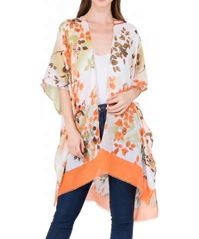 Chiffon Silk Feeling Kimono Vest Beach Cover-up and Sun Protective Shawl Watercolor Orange $8.99 Swimsuits