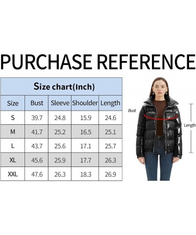 Women's Casual Quilted Shiny Padded Puffer Jacket Winter Warm Zip Short Bubble Coat Black $32.99 Jackets