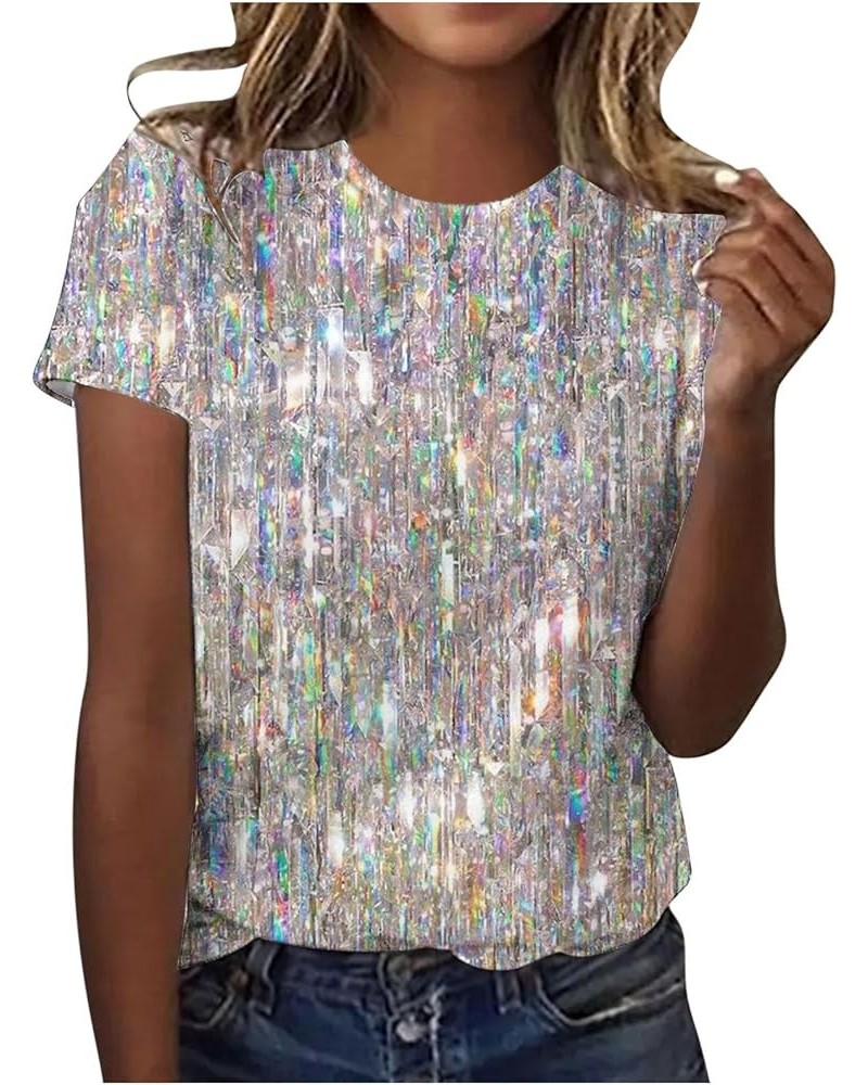 Womens Sequin Shirts Long Sleeve Sparkly Tops Fashion Glitter T-Shirts Holiday Going Out Tops Comfy Casual Blouses B1-gray $5...