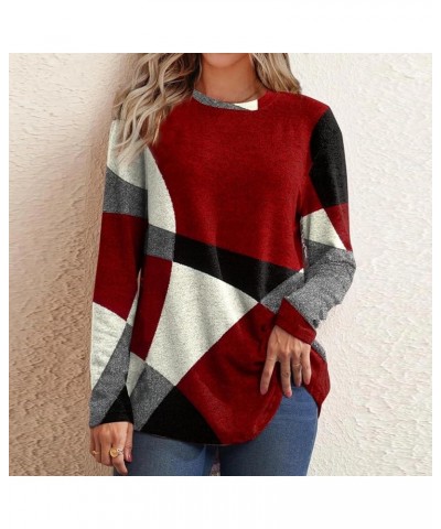 Long Sleeve Shirts for Women Block Color Casual Dressy Blouses Plus Size Long Tunic Loose Comfy Tops to Wear with Leggings Tr...