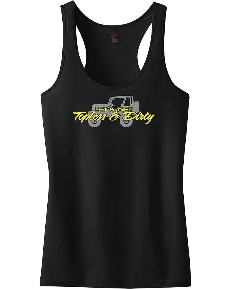 Topless & Dirty Racerback Tank Top Shirt 4X4 Funny Grey/Yellow $16.79 Tanks