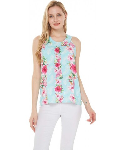 Women's Hawaiian Tank Top in Pink Hibiscus Vine Pink Turquoise Hibiscus Vine $13.80 Tanks