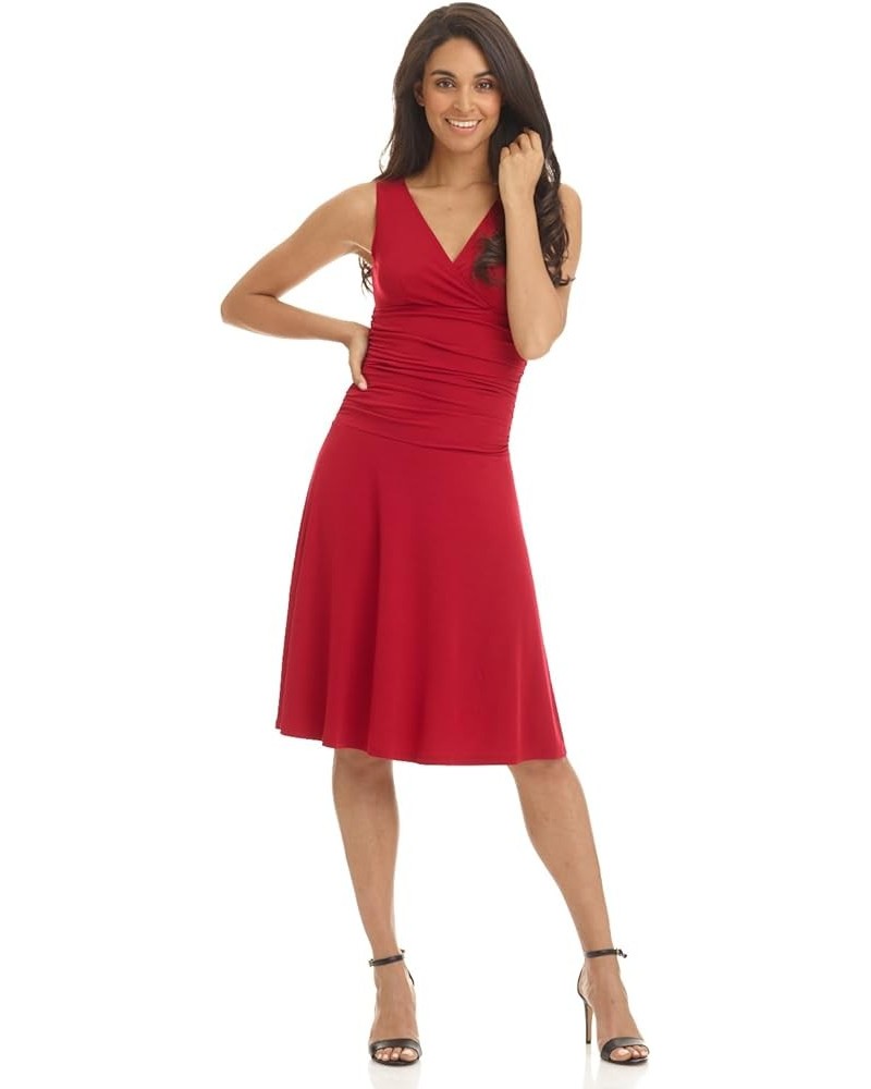 Women's Slimming Sleeveless Fit-and-Flare Tummy Control Dress Cherry $20.80 Dresses