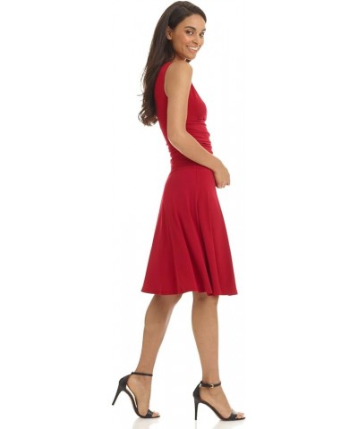 Women's Slimming Sleeveless Fit-and-Flare Tummy Control Dress Cherry $20.80 Dresses