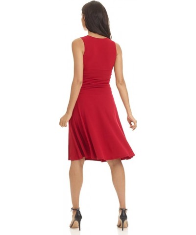 Women's Slimming Sleeveless Fit-and-Flare Tummy Control Dress Cherry $20.80 Dresses