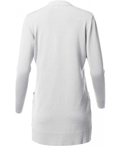 Women's Long Sleeve Soft Popcorn Knit Sweater Open Front Cardigan Outwear with Pockets Aawcal0009 White $13.11 Sweaters