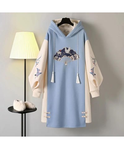 Women' Winter Chinese Style Hoodies Sweatshirt Dress Hanfu Long Sleeve Embroidery Thicken Cheongsam Plus Size S8 $21.23 Hoodi...