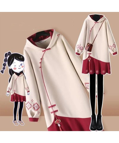 Women' Winter Chinese Style Hoodies Sweatshirt Dress Hanfu Long Sleeve Embroidery Thicken Cheongsam Plus Size S8 $21.23 Hoodi...