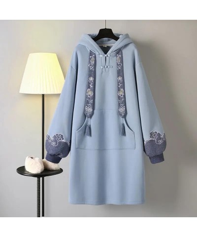 Women' Winter Chinese Style Hoodies Sweatshirt Dress Hanfu Long Sleeve Embroidery Thicken Cheongsam Plus Size S8 $21.23 Hoodi...