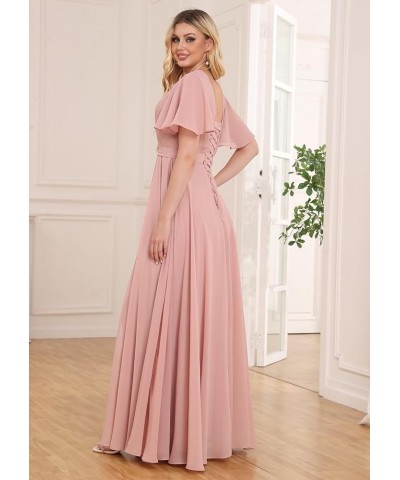 Long Chiffon Bridesmaid Dresses for Women A Line V Neck Pleated Formal Evening Dresses Mint Green $30.79 Dresses