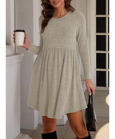 Fall Dresses for Women 2023 Long Sleeve Dresses Empire Waist Sweater Dress Winter Dress with Pockets Khaki $14.99 Dresses