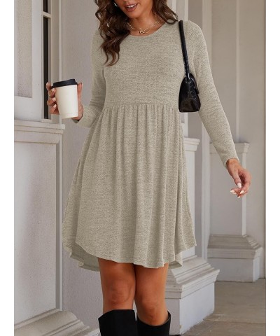 Fall Dresses for Women 2023 Long Sleeve Dresses Empire Waist Sweater Dress Winter Dress with Pockets Khaki $14.99 Dresses