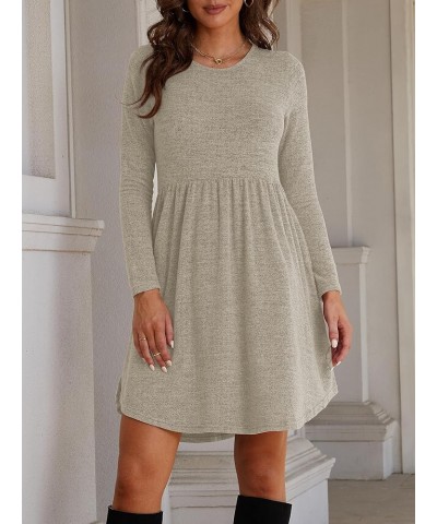 Fall Dresses for Women 2023 Long Sleeve Dresses Empire Waist Sweater Dress Winter Dress with Pockets Khaki $14.99 Dresses