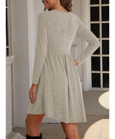 Fall Dresses for Women 2023 Long Sleeve Dresses Empire Waist Sweater Dress Winter Dress with Pockets Khaki $14.99 Dresses