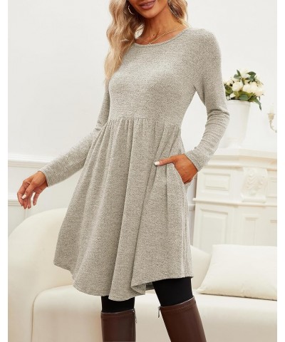 Fall Dresses for Women 2023 Long Sleeve Dresses Empire Waist Sweater Dress Winter Dress with Pockets Khaki $14.99 Dresses