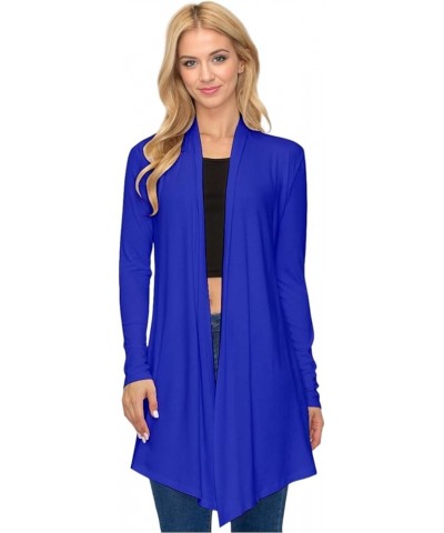 Women's Draped Open Front Casual Long Sleeve Lightweight Office Work Cardigan Sweater Royalblue_2310 $15.61 Sweaters