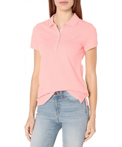 Women's 5-Button Short Sleeve Cotton Polo Shirt Aloha Pink $16.19 Shirts