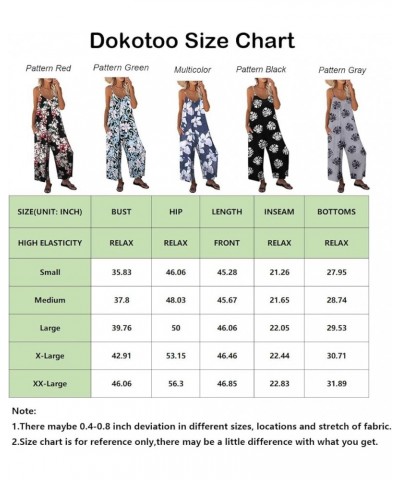 Women's Loose Sleeveless Jumpsuits Adjustable Spaghetti Strap Stretchy Long Pant Romper Jumpsuit with Pockets A Pattern Black...