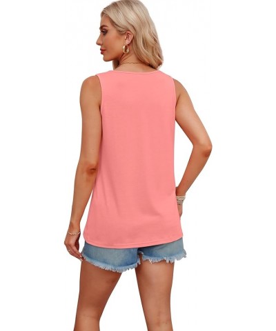 Summer Tank Tops for Women Loose Fit Tucker Pleated V Neck Sleeveless Tops Flowy 2g-coral Red $14.24 Tanks