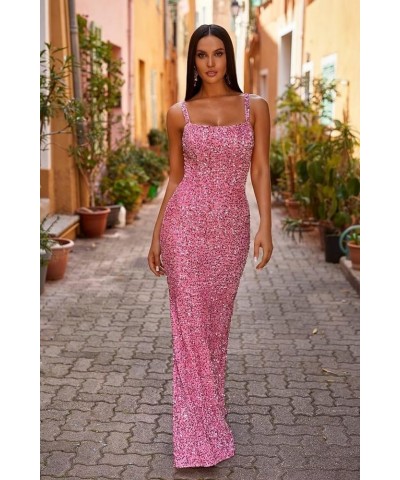 Women's Sequin Mermaid Prom Dresses 2024 Long Spaghetti Strap Sparkly Bodycon Formal Party Evening Gowns Light Brown $29.16 D...