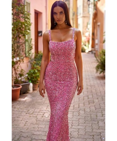 Women's Sequin Mermaid Prom Dresses 2024 Long Spaghetti Strap Sparkly Bodycon Formal Party Evening Gowns Light Brown $29.16 D...