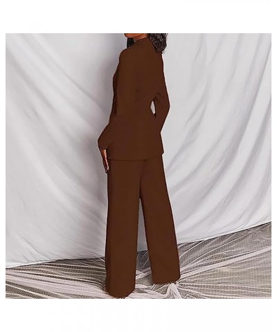 Business Casual Clothes for Women Two Piece Outfits Lapel Blazer Jacket and Wide Leg Pants Plus Size Suit Sets 05 Coffee $13....