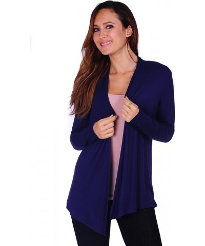 SR Womens Basic Draped Open Front Cardigan (Size: S-3X) Longsleeve_navy $15.36 Sweaters