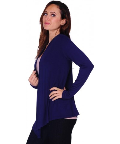 SR Womens Basic Draped Open Front Cardigan (Size: S-3X) Longsleeve_navy $15.36 Sweaters